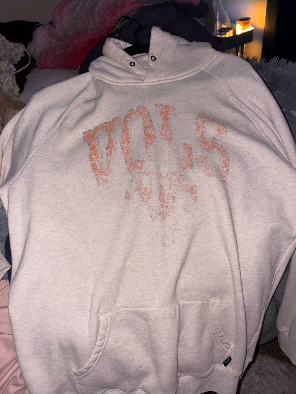 19 Nine Mens Cream Tennessee Volunteers Hoodie Sweatshirt Size Large Flaw